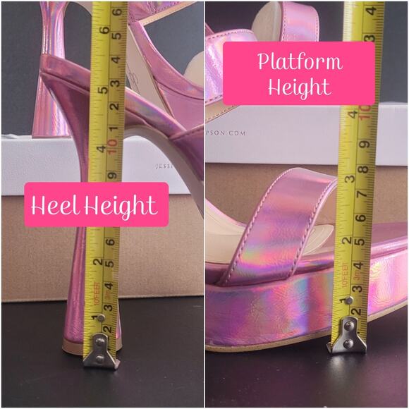 Jessica Simpson Sempira Iridescent Holographic Pink Platform Heels Size 9.5 NWB - Picture 8 of 9